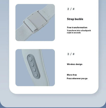 Grey elastic fabric USB rechargeable neck and back massage instrument
