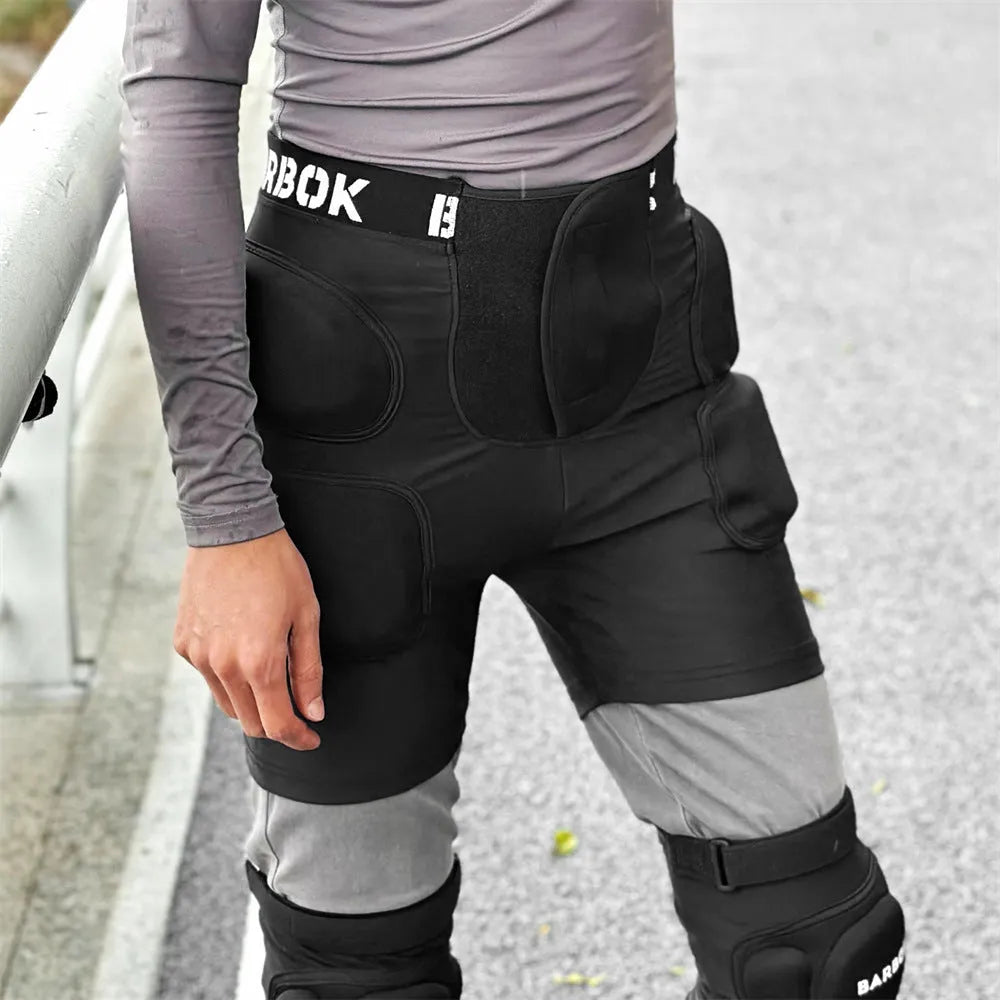 Black skateboarding hip protection pads made from spandex fabric with NBR foam padding