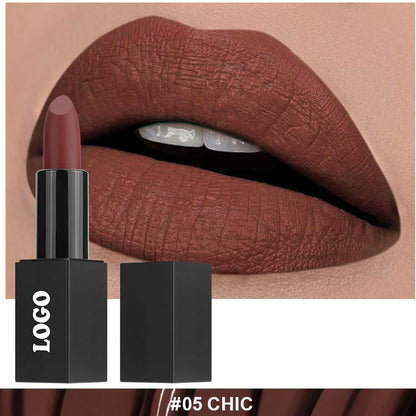 Beauty Does Not Fade waterproof matte lipstick in standard case with anti-discoloration technology