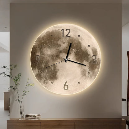 Wall clock in 40cm diameter with LED ambient light and 2m USB cable, plastic shell for living room display
