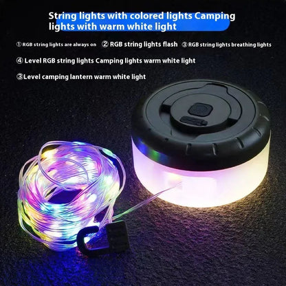 Rechargeable outdoor tent string with 30 LED beads measuring 8 metres in length
