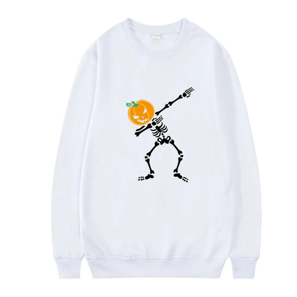 Women's printed crew neck long-sleeve top in cotton-polyester blend fabric for autumn and winter wear