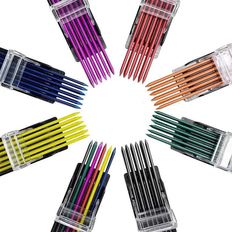Boxed mechanical pencil replacement lead in nine colours including rainbow style, 12 pieces per pack