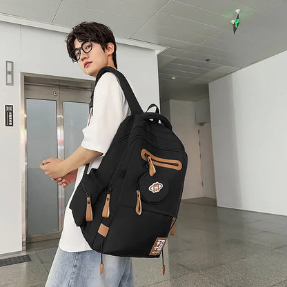 Large capacity waterproof nylon leisure travel backpack with contrast stitching in multiple colour options