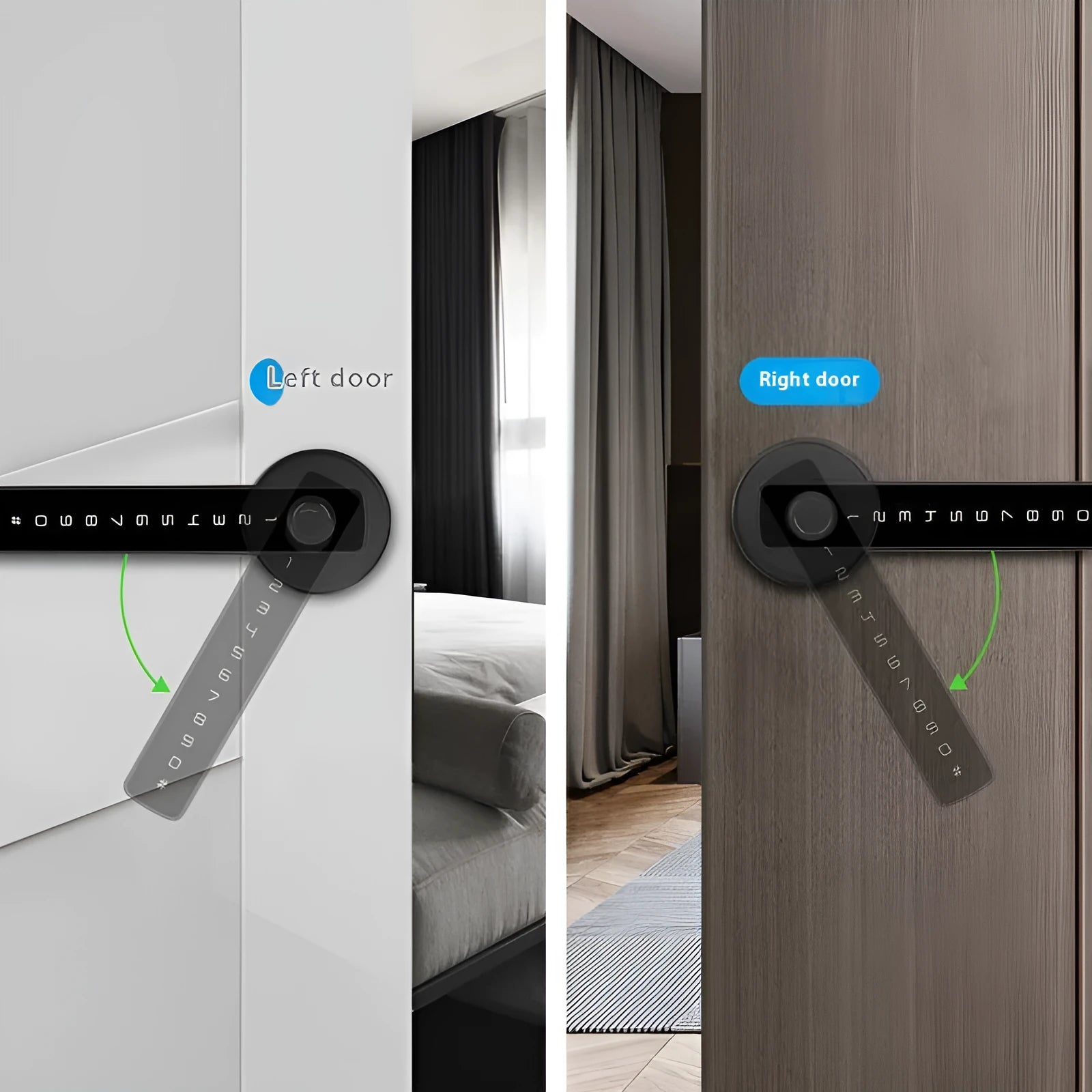 Black smart door lock with spherical handle for indoor wooden doors featuring electronic access control