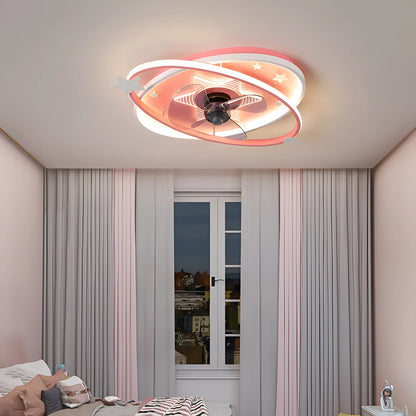 Modern iron chandelier for children's bedrooms with blue accents and remote control