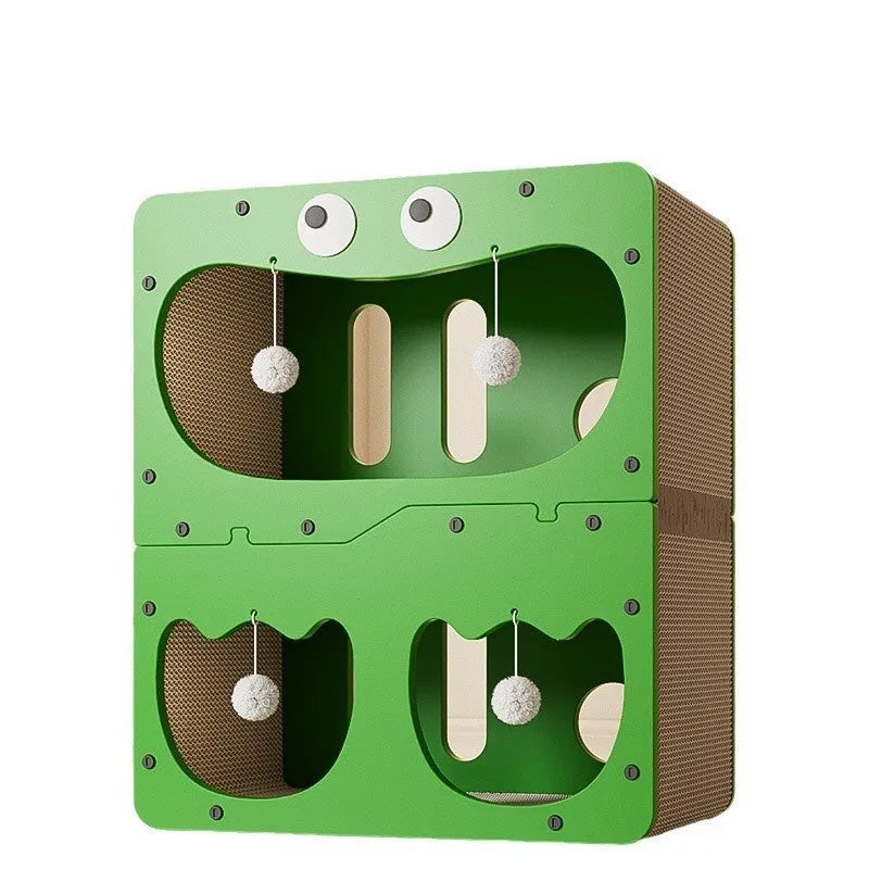 Double layer cat scratching board nest with cat head and owl design options