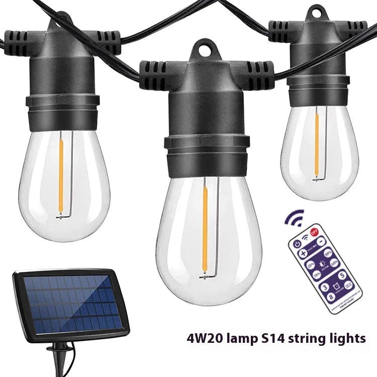Waterproof solar string lights with PVC housing in garden setting showing LED illumination