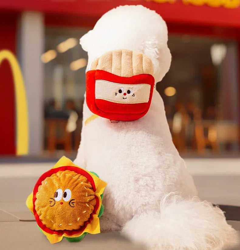 Cartoon hamburger chips design adjustable pet vest leash rope with backpack in multiple sizes