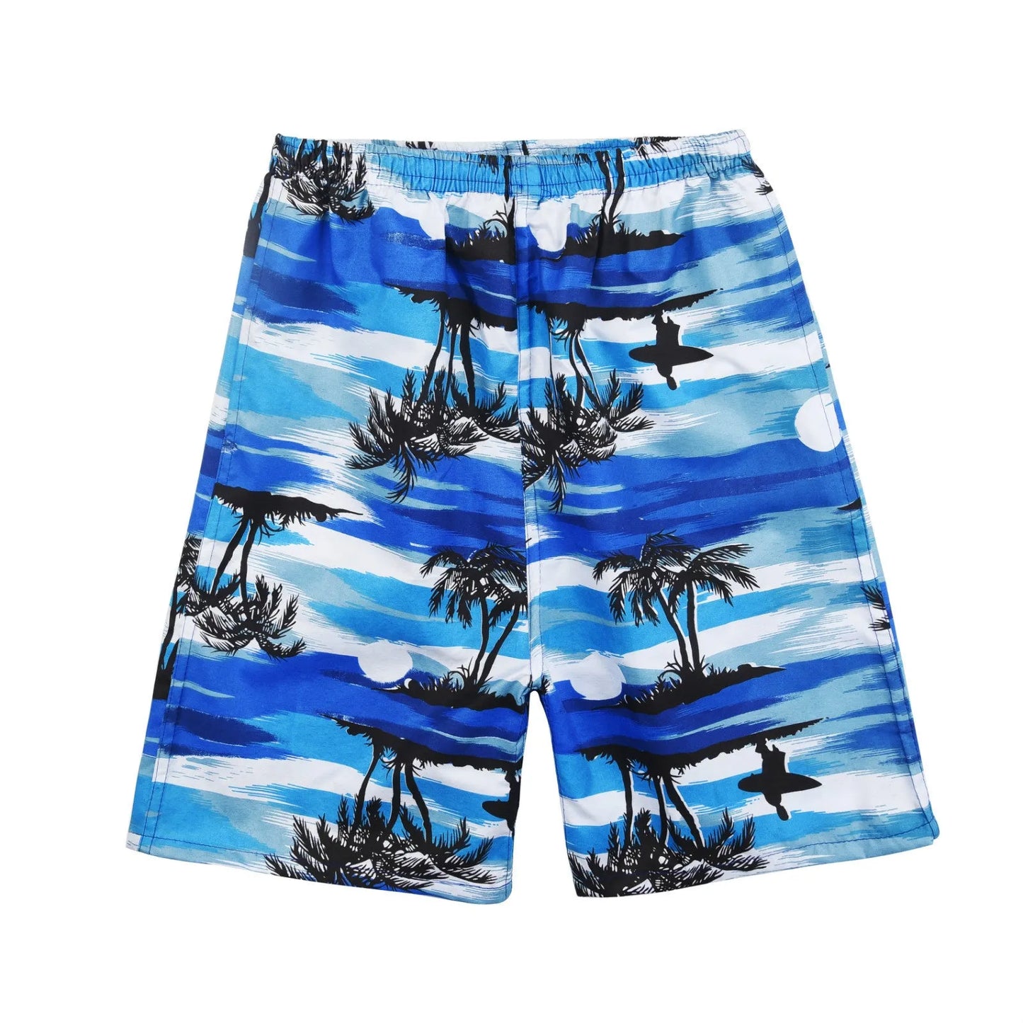 Men's floral patterned swim shorts with five-point cut design