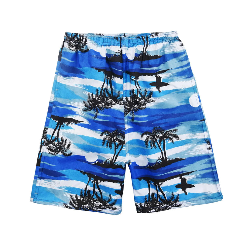Men's swim shorts with floral printed design and five-point cut in free size, made from polyester fabric for swimming, beachwear and casual summer use, available in 24 different flower pattern colour options