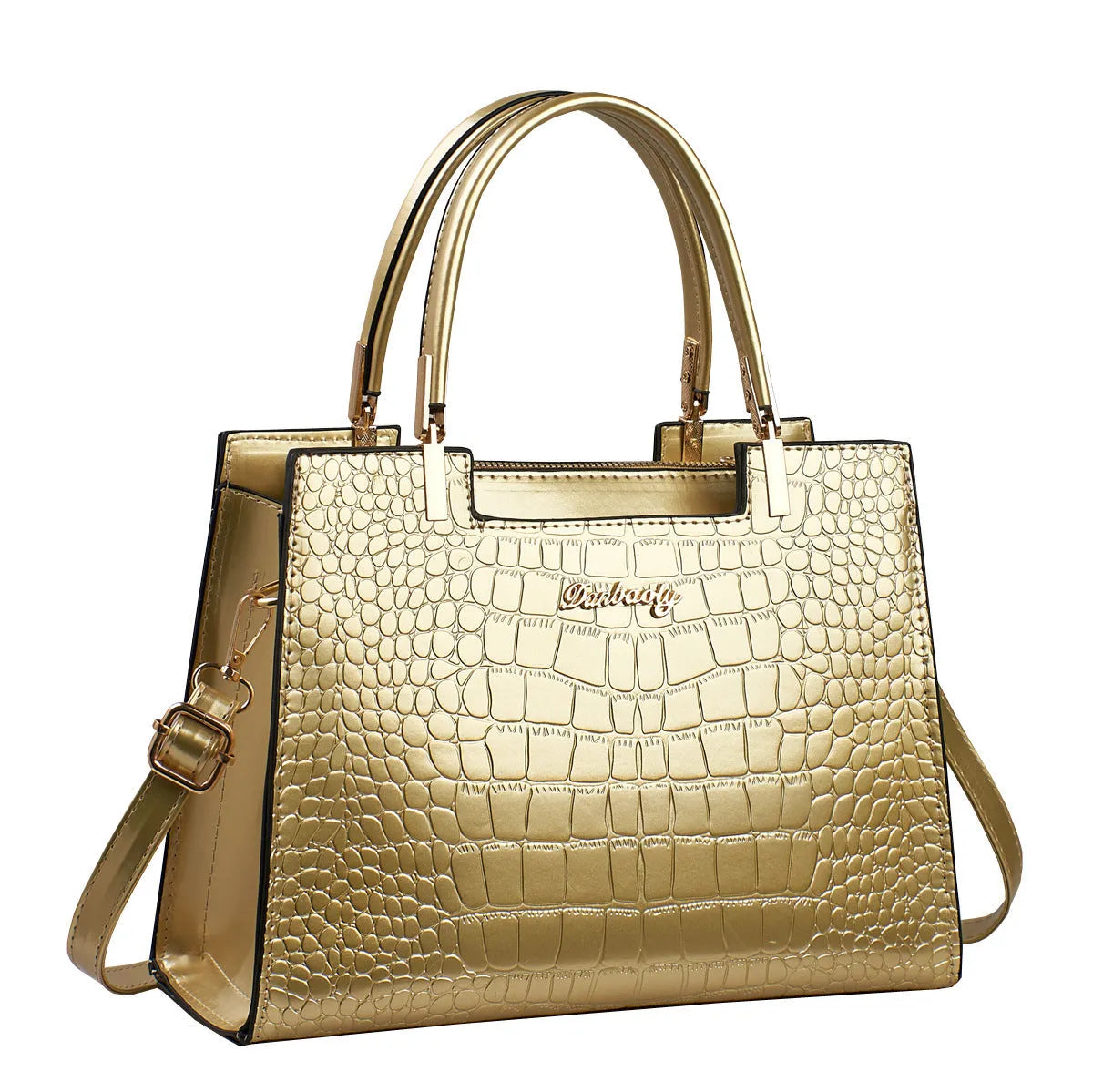 A medium-hard PU leather one-shoulder handbag in a horizontal square shape, shown in multiple colour options.