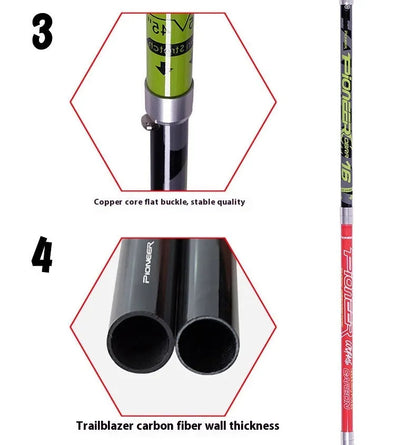 Carbon fibre folding climbing cane with 5-section tube and tungsten steel tip