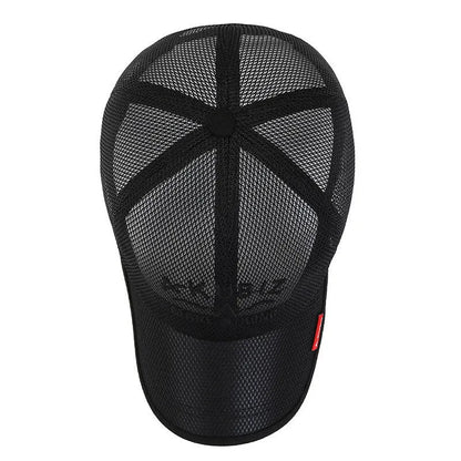 Men's adjustable cotton mesh baseball cap in khaki colour for summer sun protection