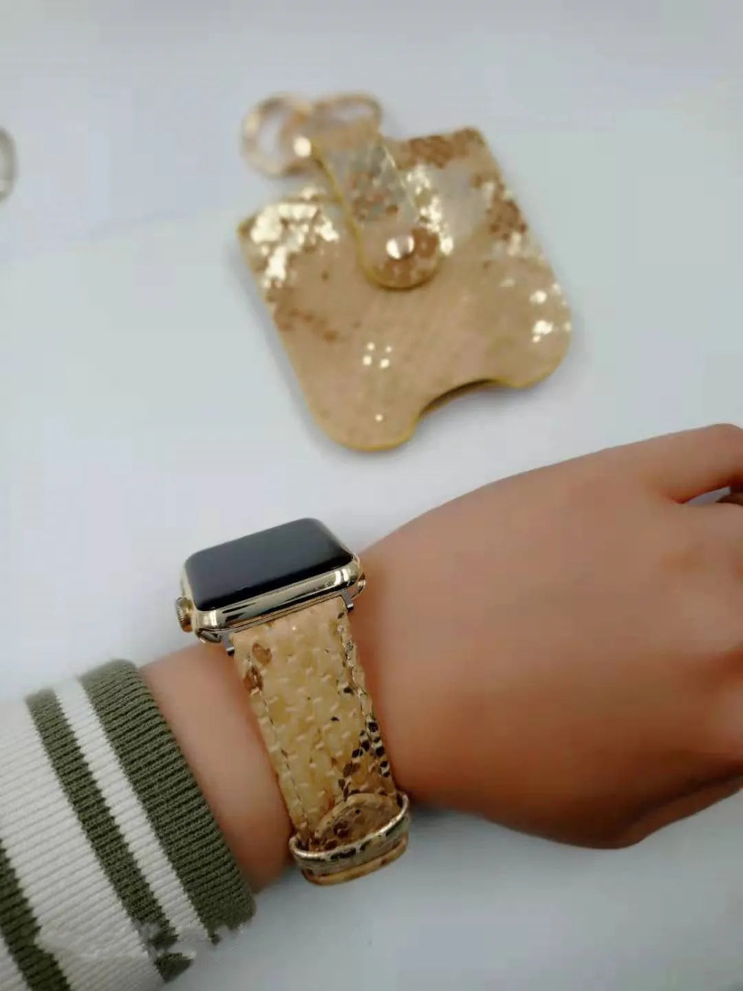 Leopard print PU watch strap compatible with Apple Watch iWatch 3-6 SE in 38mm and 42mm