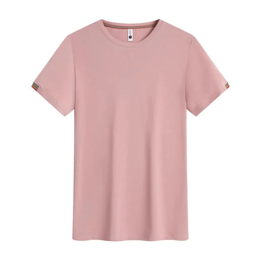 Men's grey round neck ice-feeling fibre pullover shirt for business and sports wear.