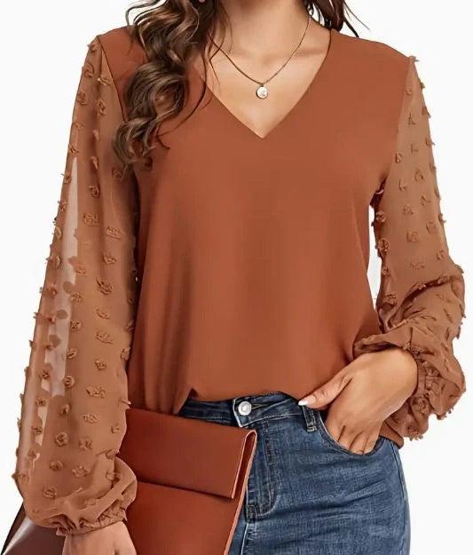 Homeenjoy UK Elegant Swiss Dot Shirt - Soft, Breathable Casual Style for Spring and Autumn