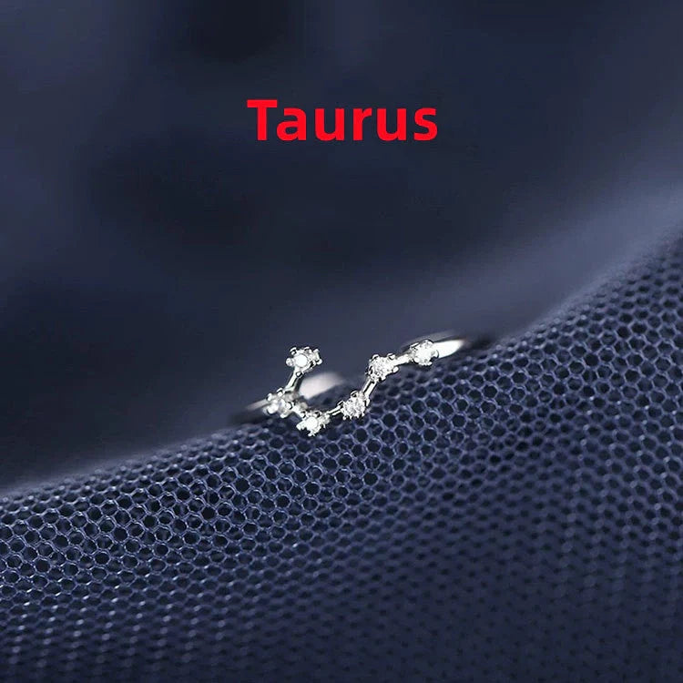 925 Sterling Silver Zodiac Sign Rings with Delicate Celestial Designs