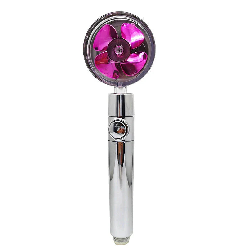 360° Rotating Shower Head with Built-In Fan - Premium ABS Plastic Construction, Water-Saving High-Pressure Spray