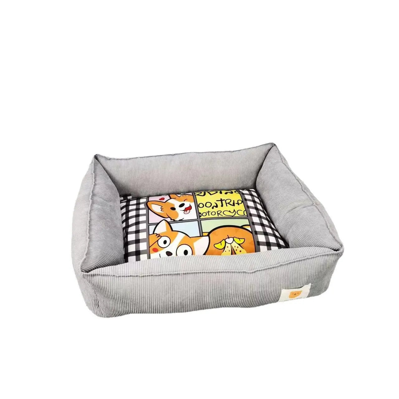 Cotton dog nest bed in light blue colour with soft velvet material and PP cotton filling