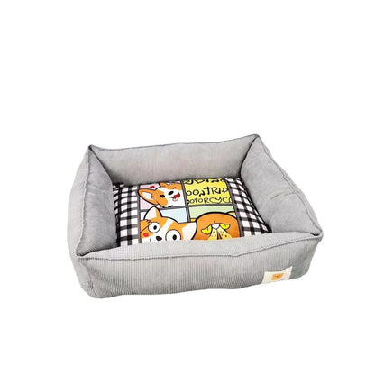 Cotton dog nest bed in light blue colour with soft velvet material and PP cotton filling