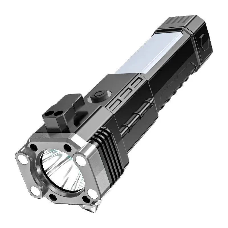 Silver portable LED emergency work light with power bank function for outdoor use