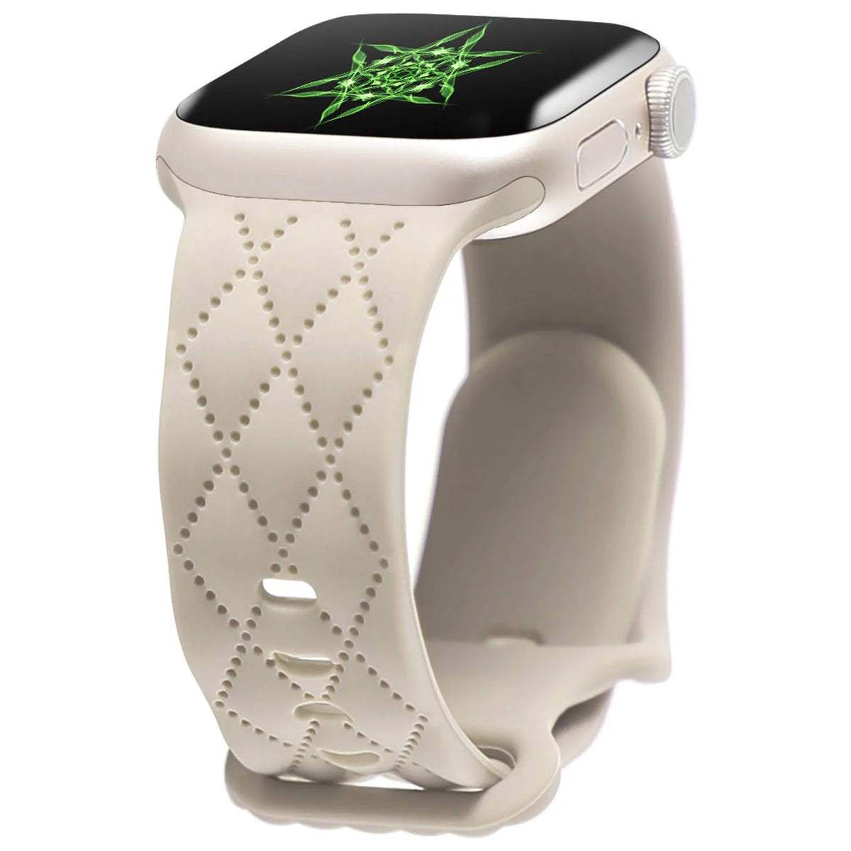 Silicone Apple Watch strap with butterfly buckle, shown in black, 38/40/41mm size