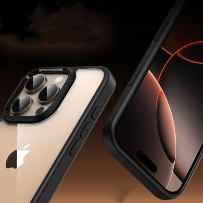Light colour transparent magnetic protective case for iPhone 16 series phones showing airbag design.