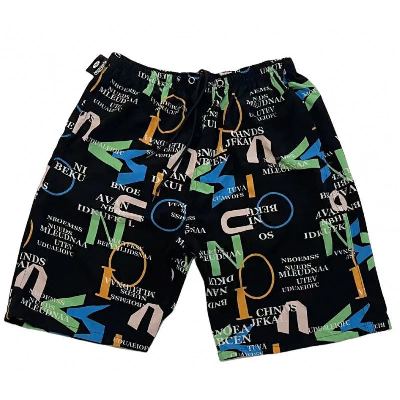 Men's loose casual beach trousers with striped pattern in quick-drying ice silk fabric