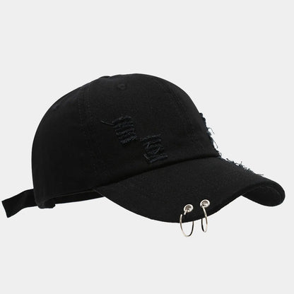 Men's adjustable cotton denim peaked cap in street style with dome crown design