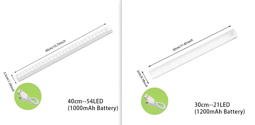 Wireless LED motion sensor night light with magnetic mounting in various sizes