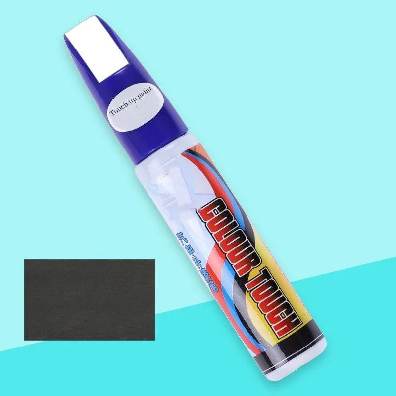 Automotive paint repair pen kit with touch-up fluid, wax, sponge, and sandpaper for car scratch repair