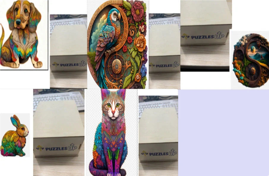 Animal Puzzle Set in A3 size with wooden storage box, vibrant animal designs for educational fun