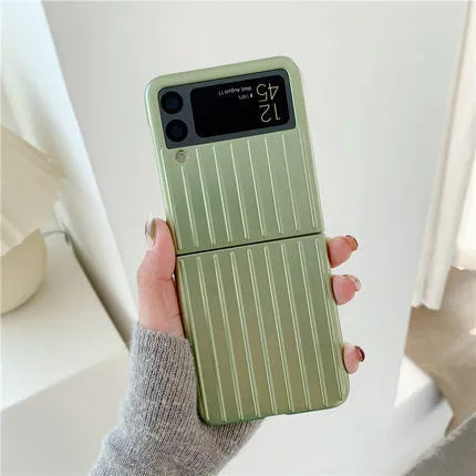 Samsung Z Flip3 flip case in seven colours showing ultra-thin PC construction