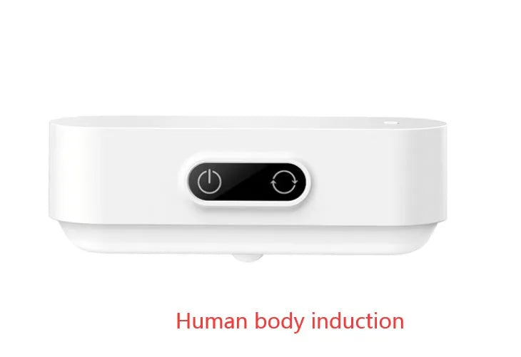 White magnetic USB rechargeable LED night light with touch controls, shown attached to a metal surface.