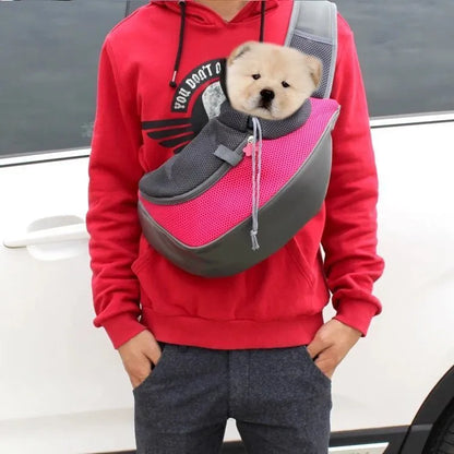 Mesh pet carrier sling bag for small dogs and cats in various colours with single shoulder strap