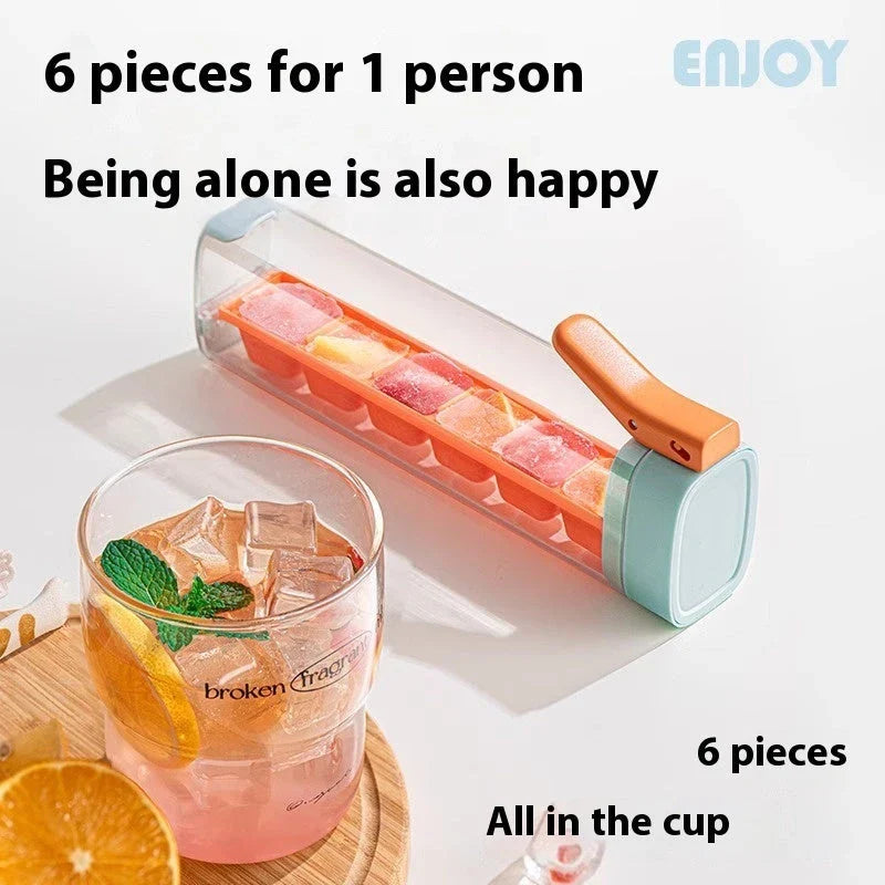 Premium one-touch ice cube tray in Maldives color and pearl white, with features like food-grade materials, easy ice cube release, and convenient storage box