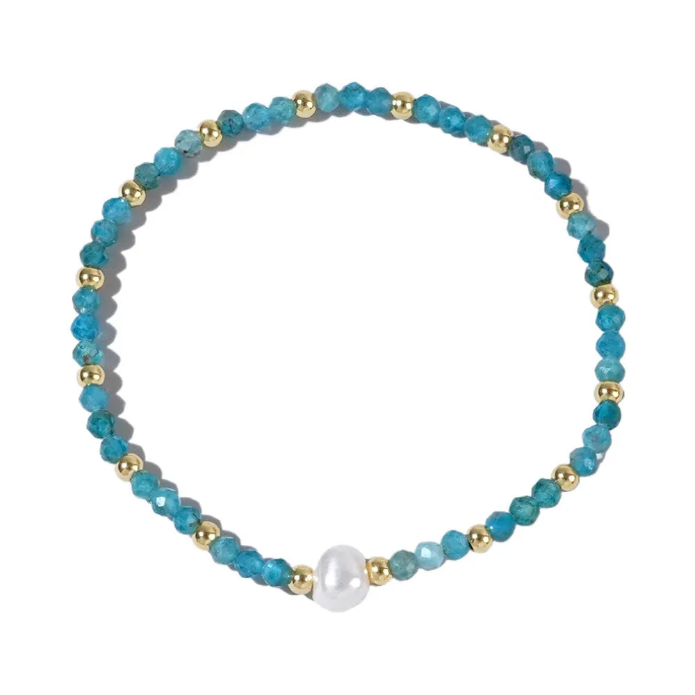 Natural stone geometric ellipse bracelet in various colour options
