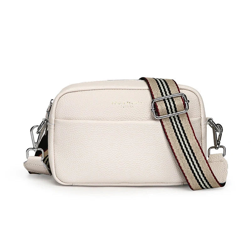 Stylish cowhide shoulder messenger bag with adjustable strap in various colours