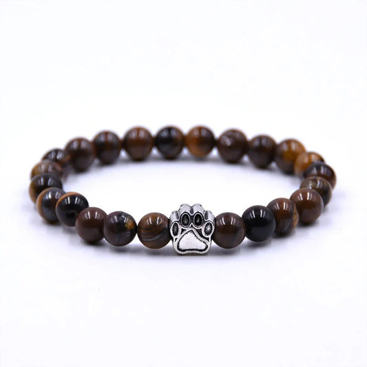 Natural Stone Dog Paw Bracelet with anti-fatigue benefits, perfect for dog lovers and wellness enthusiasts.