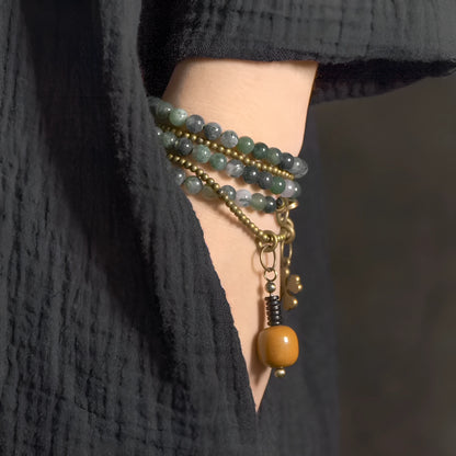 Children's multi-layered bracelet with natural crystal and semi-precious stone beads in ethnic national style design