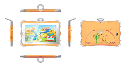 7-inch children's learning tablet in cartoon colours with built-in stand and 3G calling capability