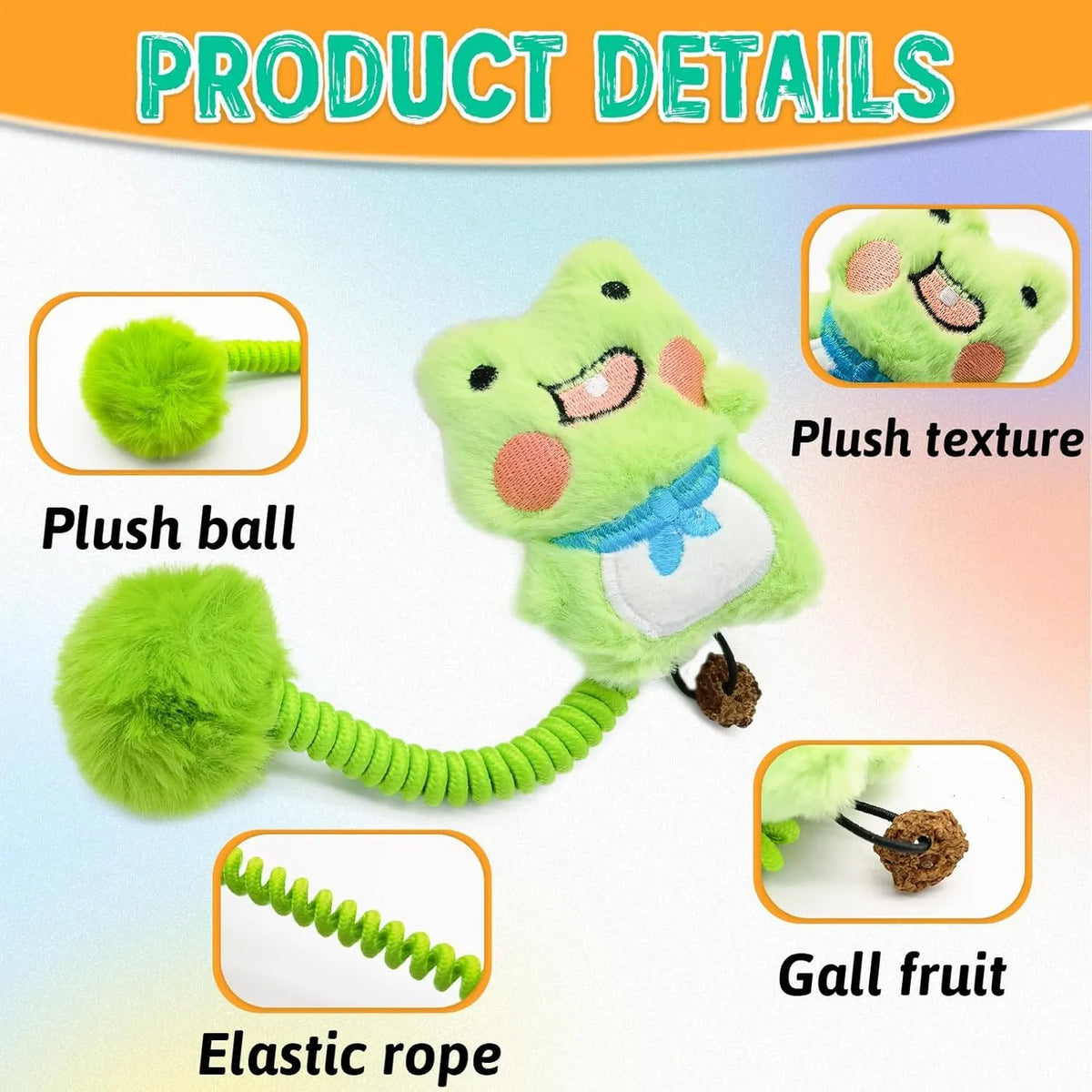 Interactive cat toys with silvervine fruit, spring, fuzzy ball and plush animal designs for kittens