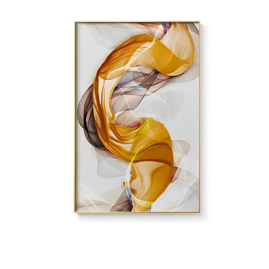 Three-piece abstract yellow and grey canvas painting on 12mm frame, 40x60cm size for modern home walls