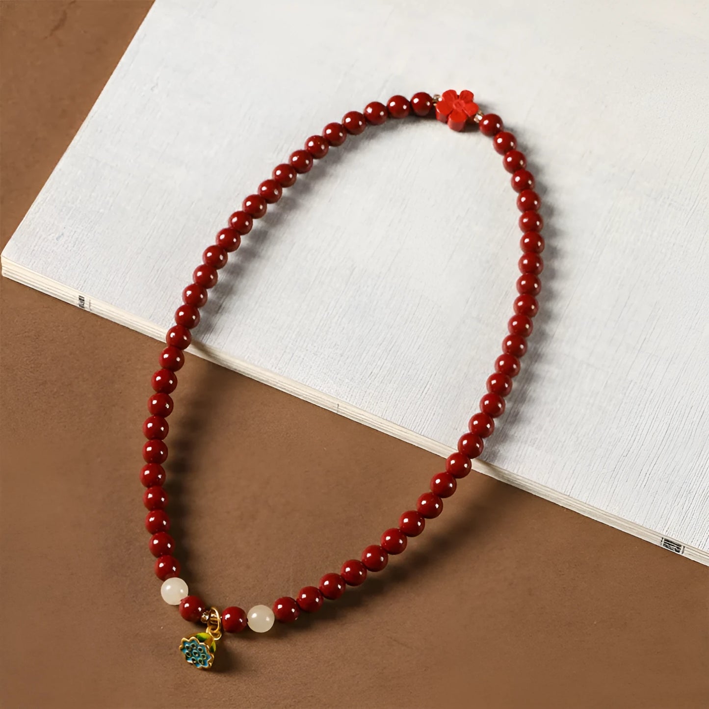 Purple gold sand hand-woven bracelet with double circle design and cinnabar beads