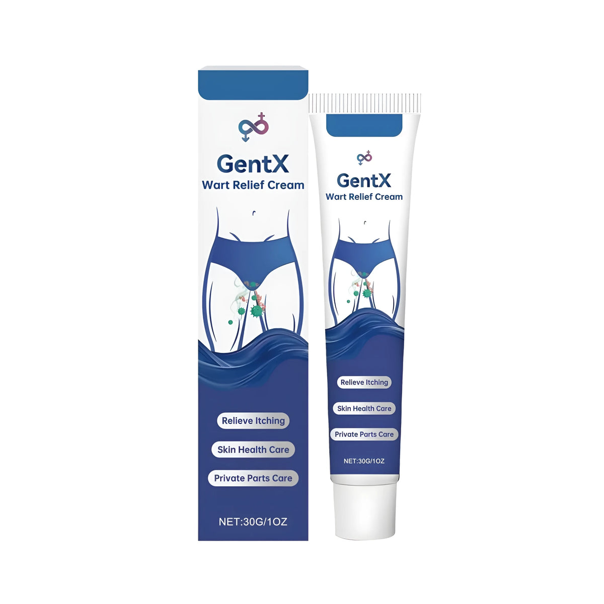 30g tube of men's intimate care cream with licorice root and mint leaf ingredients