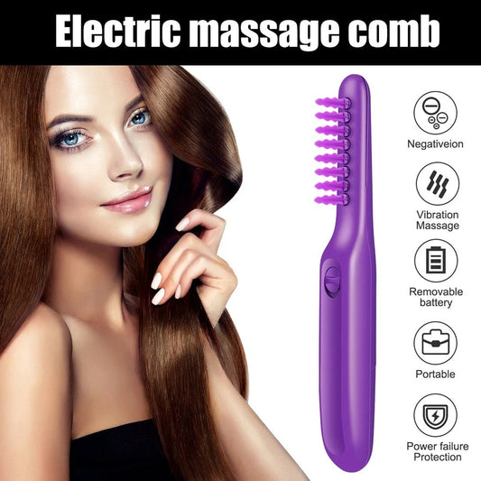 Purple Electric Detangling Brush with oscillating teeth for gentle hair care