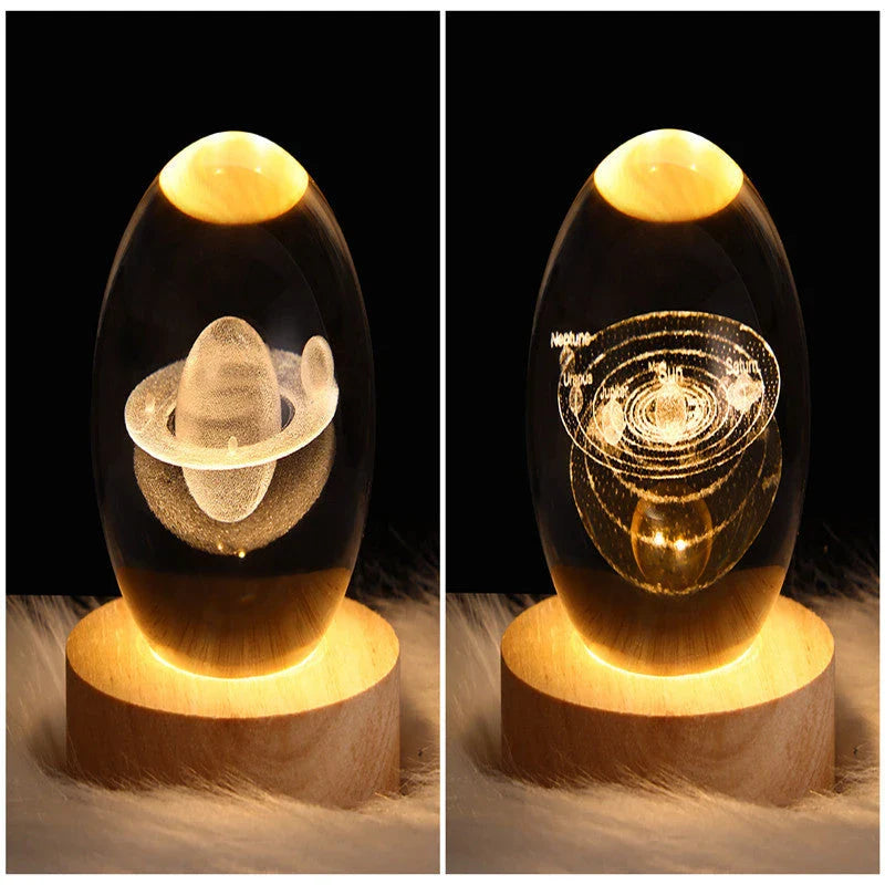 Enchanting galaxy crystal ball night light with 3D pattern, creating a mesmerizing celestial display for bedroom decor