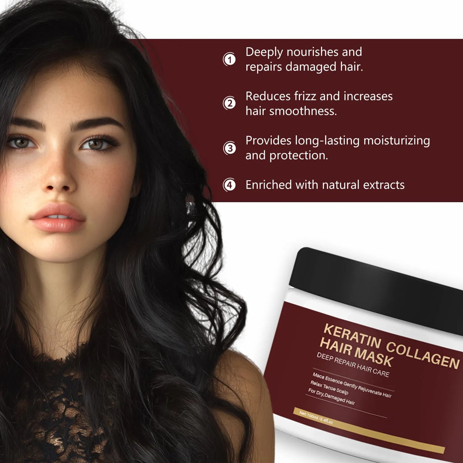 100ml collagen hair mask bottle for moisturising and repairing strong, tough hair