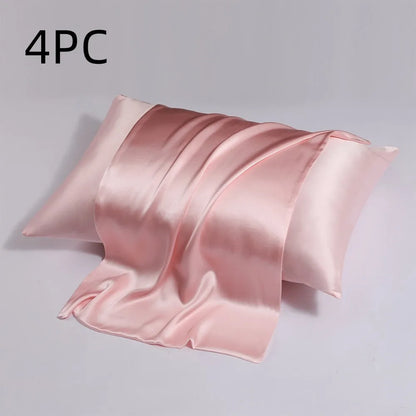 Silk pillowcase with zip closure showing double-sided texture in modern simplicity style